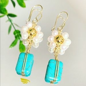 Earrings with non tarnish copper wire wrapping